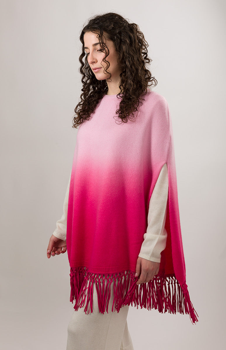 Poncho sfumato in cashmere