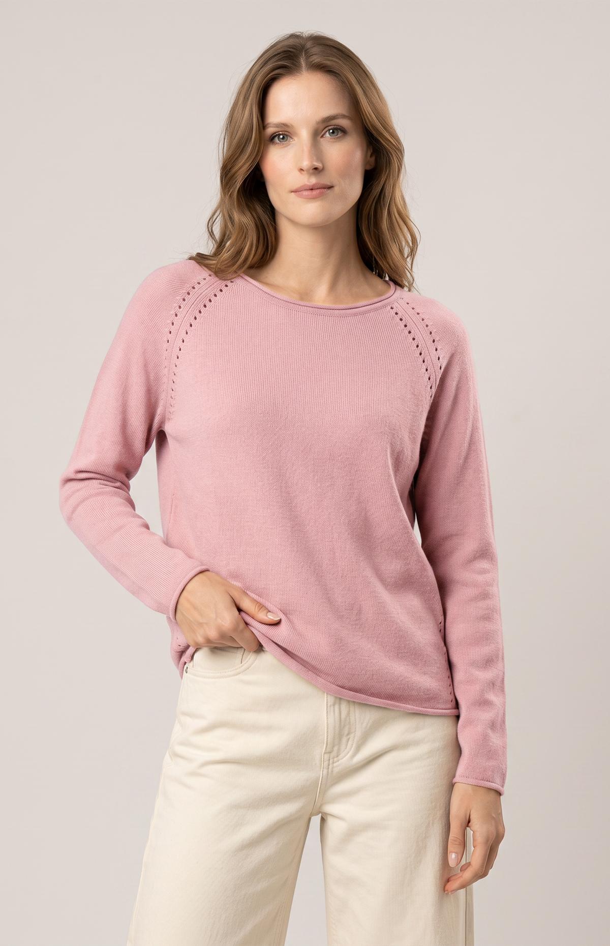Maglia traforata cotone e cashmere