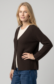 Cardigan scollo a V cotone e cashmere