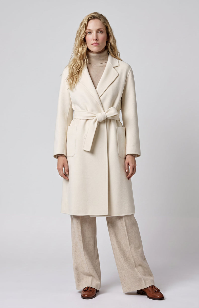Cappotto con cintura lana e cashmere