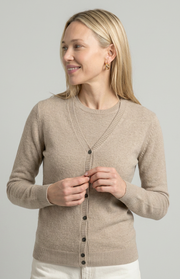 Cardigan scollo a V in cashmere