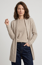 Cardigan lungo aperto in cashmere