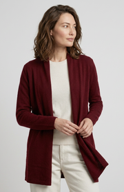Cardigan lungo aperto in cashmere
