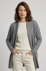 Cardigan lungo aperto in cashmere