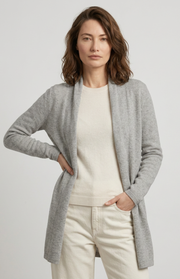 Cardigan lungo aperto in cashmere