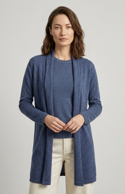 Cardigan lungo aperto in cashmere