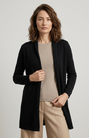 Cardigan lungo aperto in cashmere