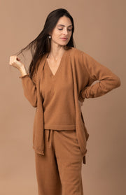 Cardigan in cashmere con cintura