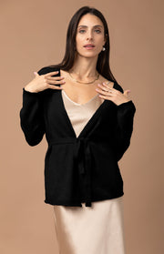 Cardigan in cashmere con cintura