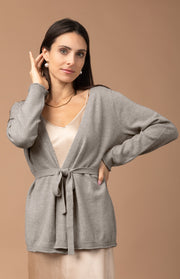 Cardigan in cashmere con cintura