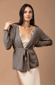 Cardigan in cashmere con cintura