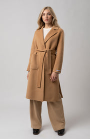 Cappotto con cintura lana e cashmere