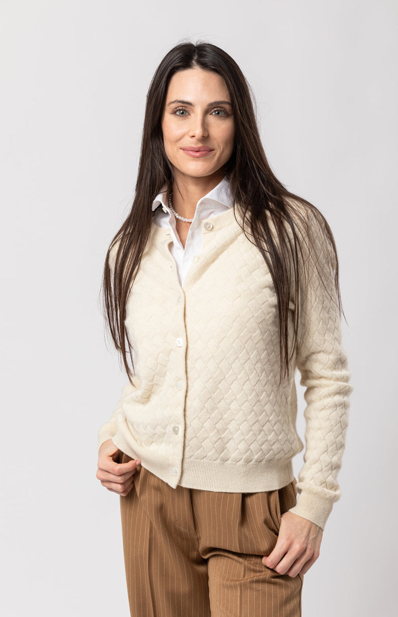 Cardigan intrecciato in cashmere