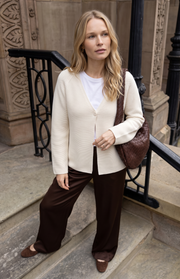 Cardigan scollo a V cotone e cashmere