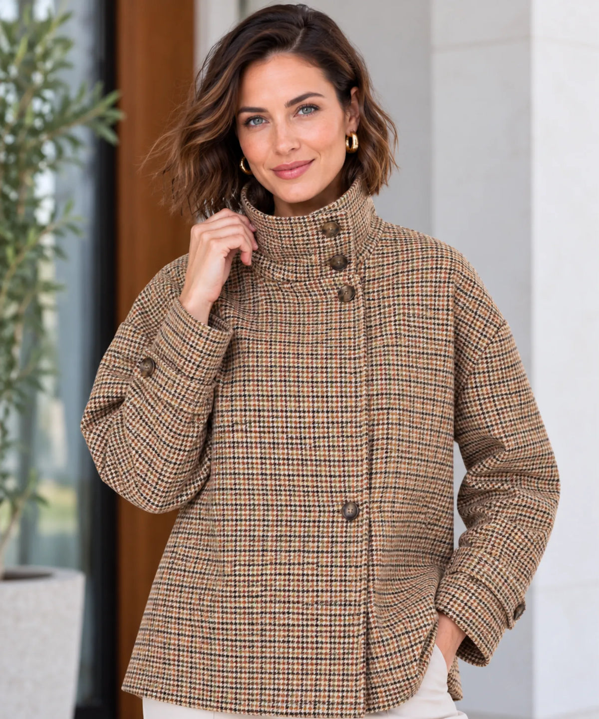 Cappotto corto a quadri Lorien