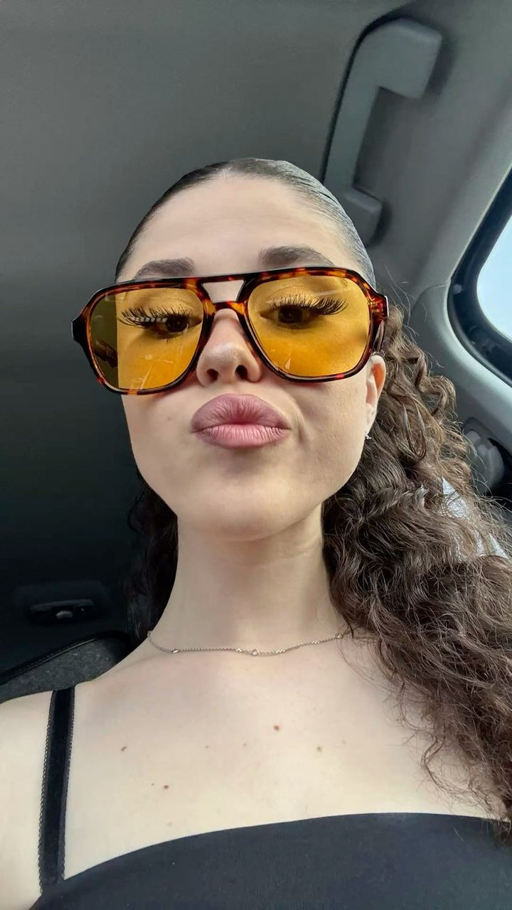 Customer wearing VORENIE sunglasses