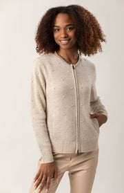Bomber in cashmere a pois