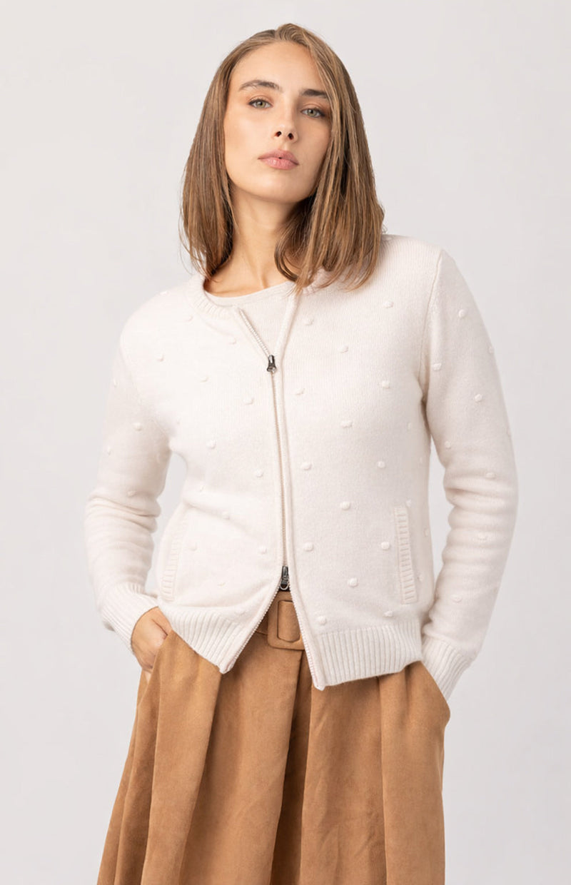 Bomber in cashmere a pois