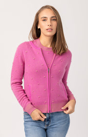 Bomber in cashmere a pois
