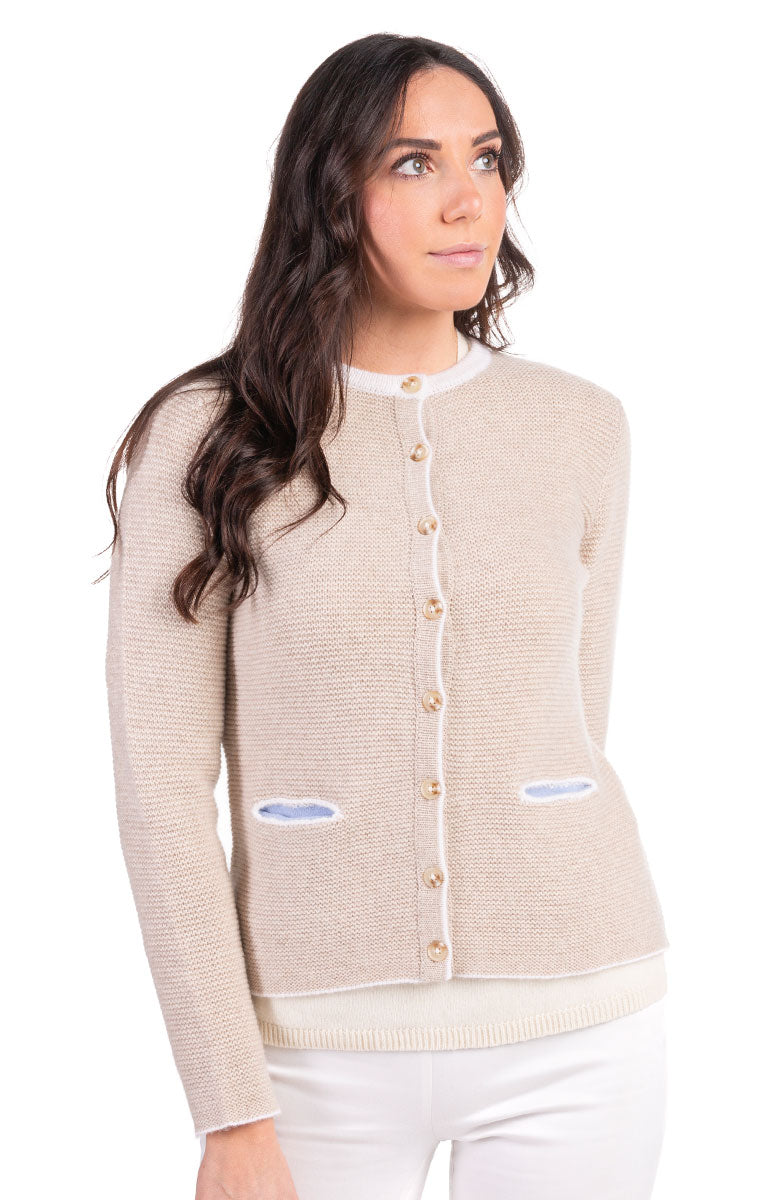 Giacca cardigan a contrasto