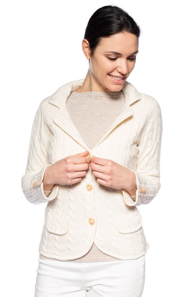Giacca in cashmere a trecce