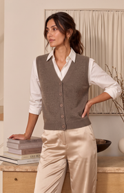 Gilet in cashmere con bottoni