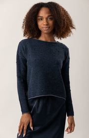 Maglione a barchetta a pois