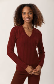 Maglione scollo a V a trecce