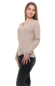 Maglione scollo a V a trecce