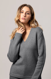 Maglione grosso scollo a V