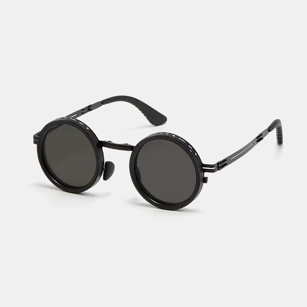 VORENIE FlexPunk Black sunglasses - front studio view