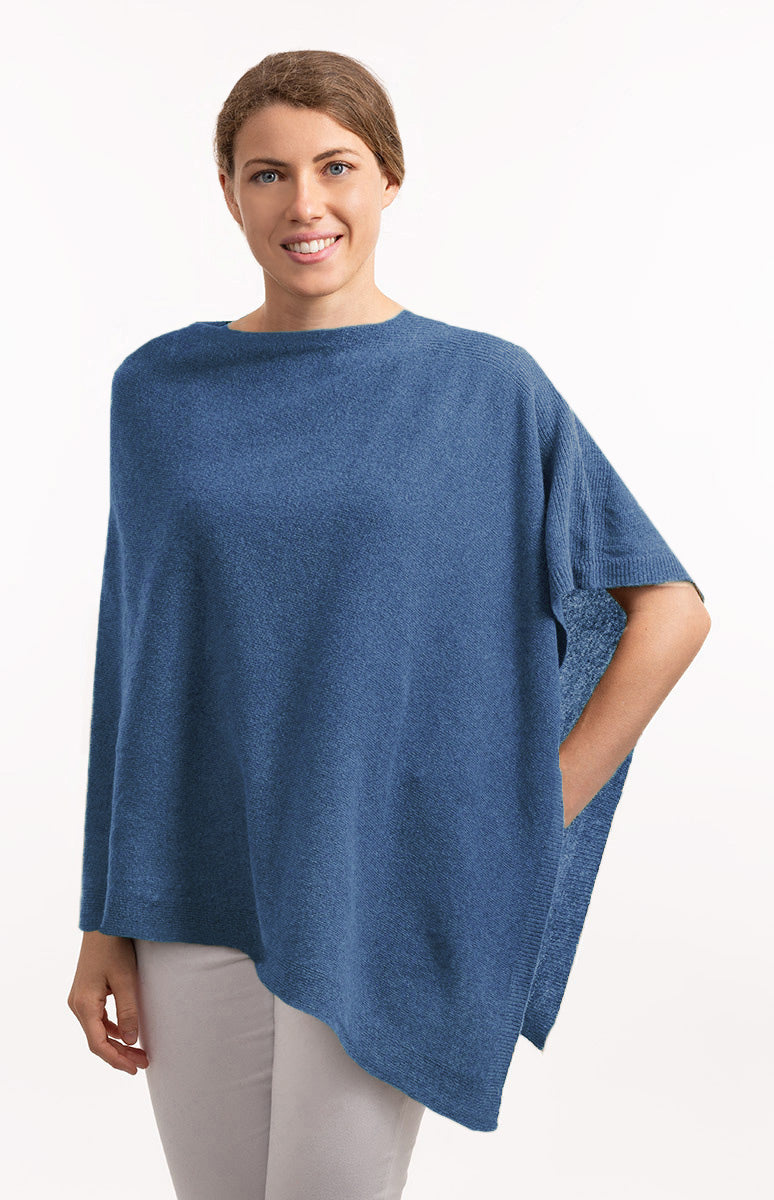 Poncho in cashmere tinta unita