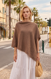 Poncho in cashmere tinta unita