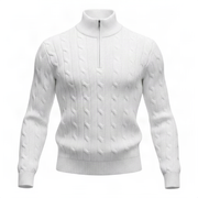 Maglione a Trecce con Zip Bianco