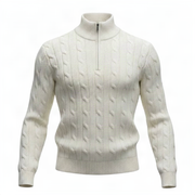 Maglione a Trecce con Zip Crema