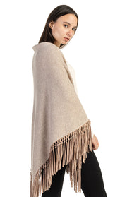 Scialle in cashmere con frange