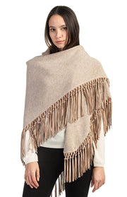 Scialle in cashmere con frange