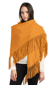Scialle in cashmere con frange