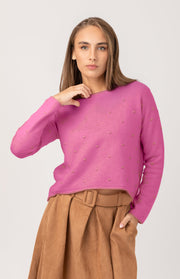 Maglione a barchetta a pois