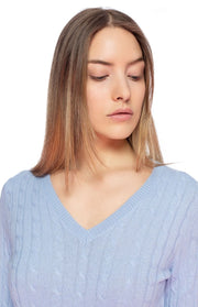 Maglione scollo a V a trecce