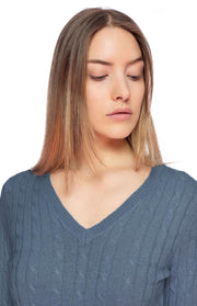 Maglione scollo a V a trecce