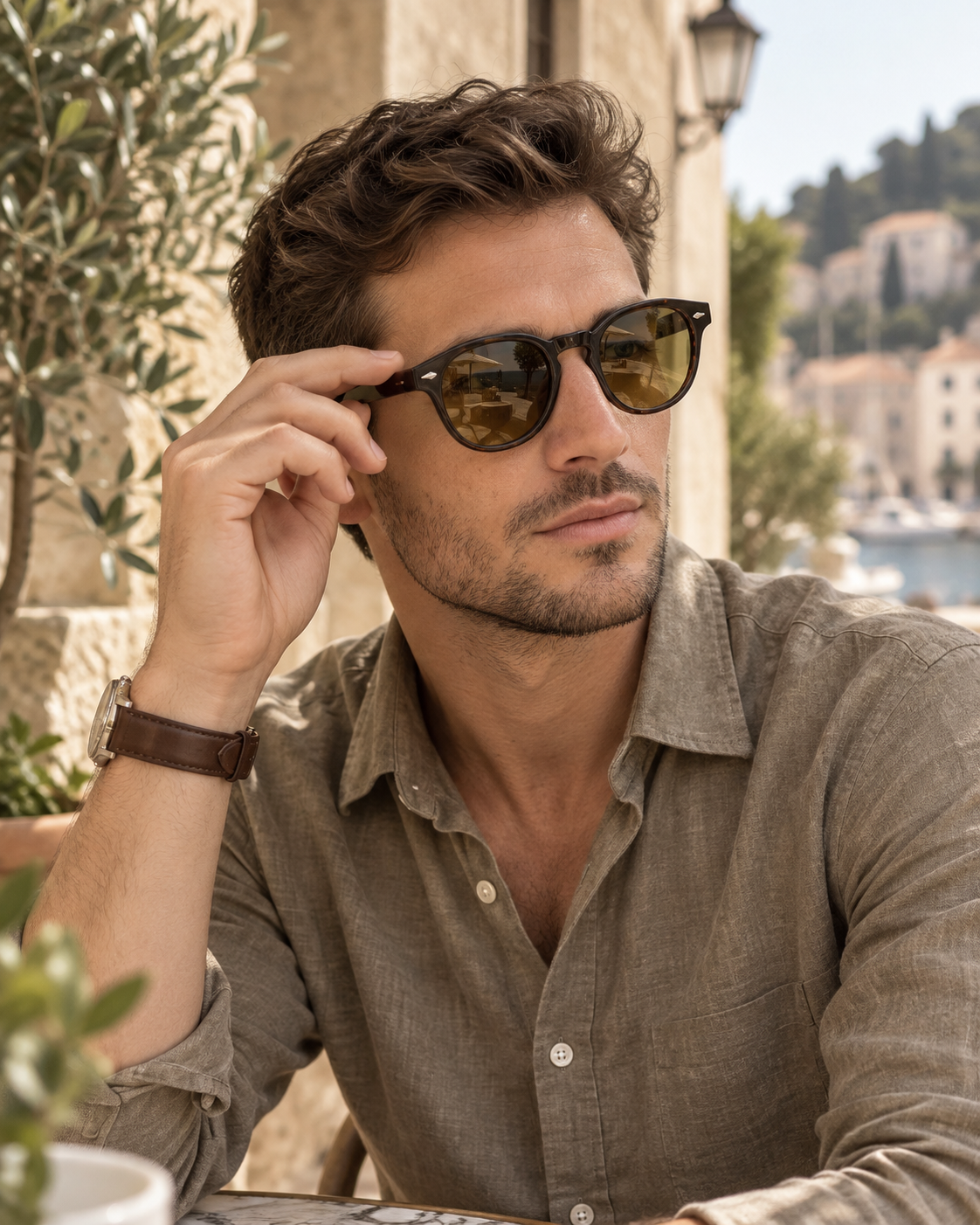 VORENIE Capri sunglasses worn by model