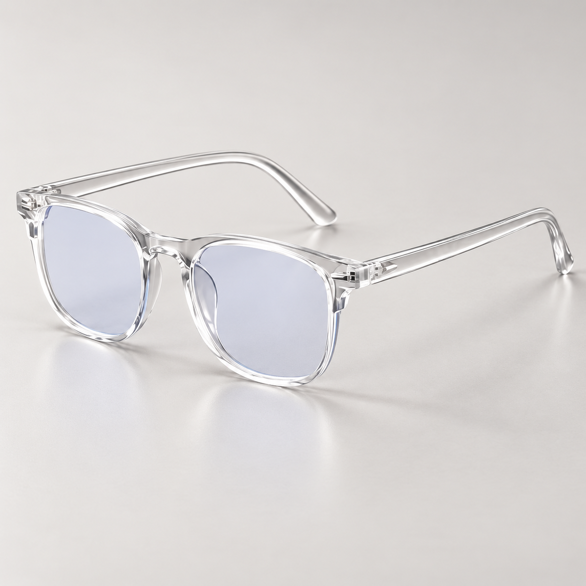 VORENIE Lucera Crystal Clear blue light glasses - angled studio view